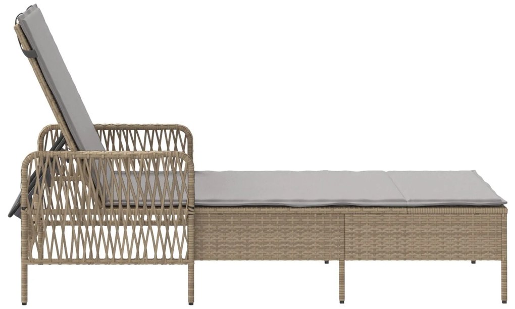 Espreguiçadeira Bege e cinza claro Rattan PE 157 x 55 x 92 cm
