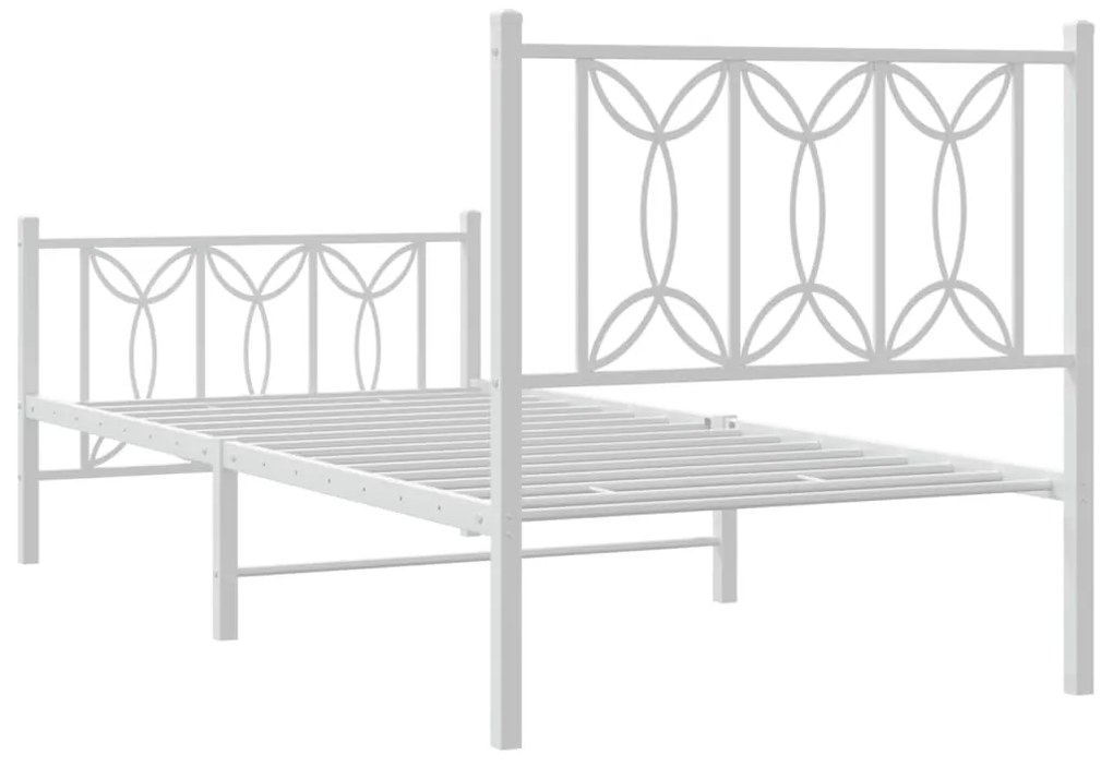 Estrutura de cama com cabeceira e pés 80x200 cm metal branco