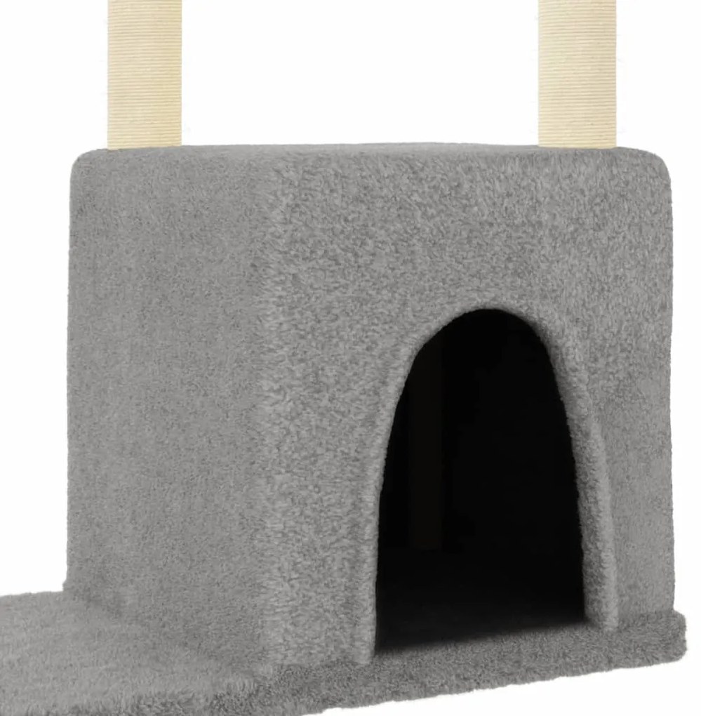 Árvore p/ gatos c/ postes arranhadores sisal 97,5cm cinza-claro