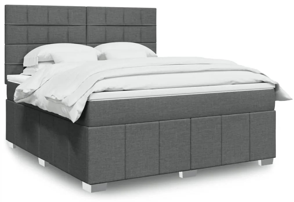 vidaXL Cama com molas/colchão 180x200 cm tecido cinzento-escuro