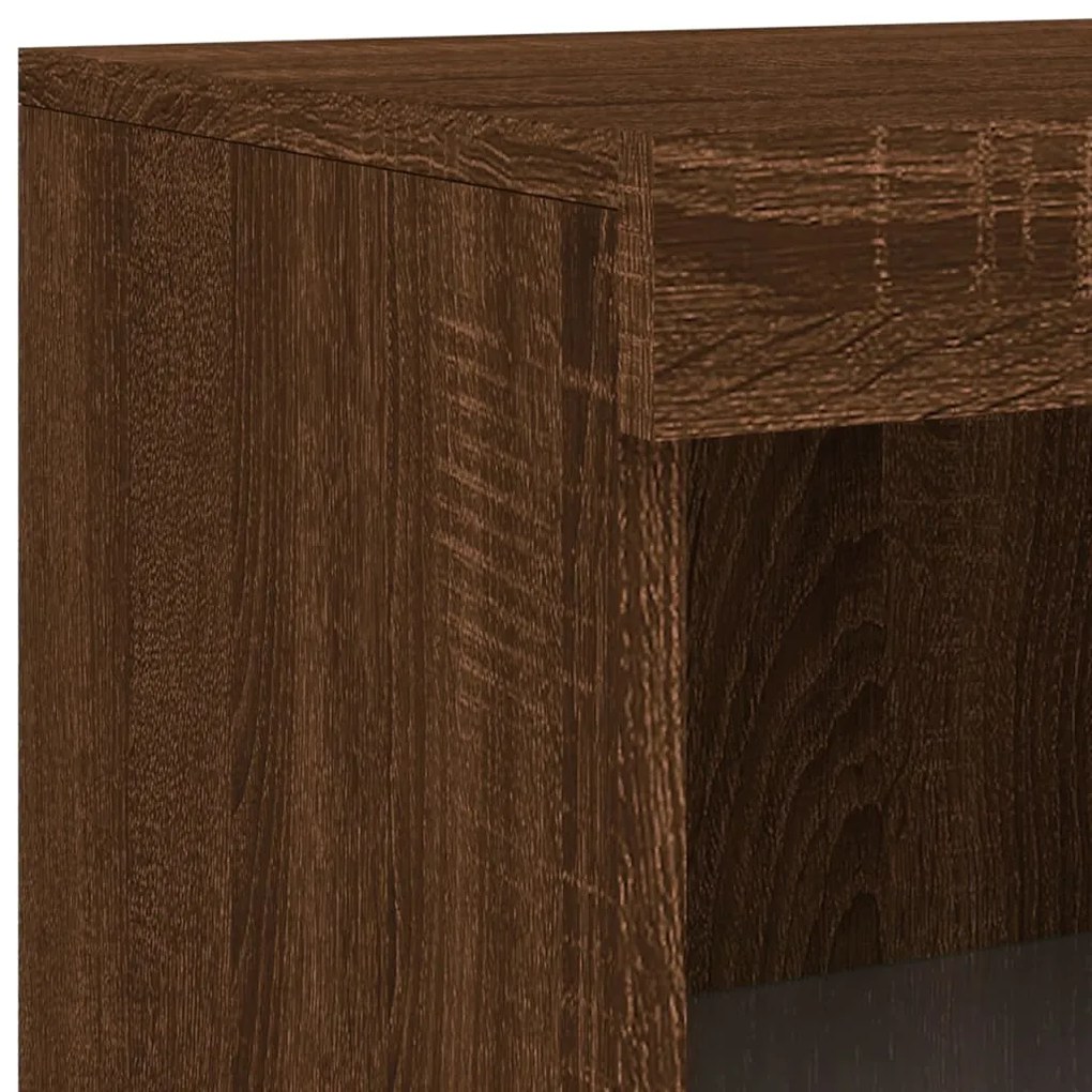 Aparador com luzes LED 181,5x37x100 cm carvalho castanho