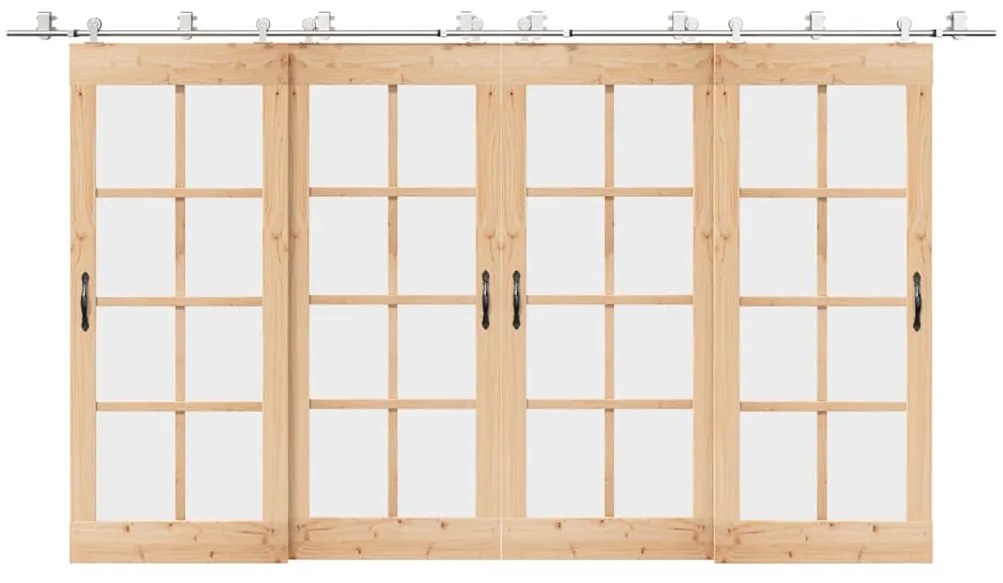 Kit ferragens p/ porta deslizante 200cm aço inoxidável prateado