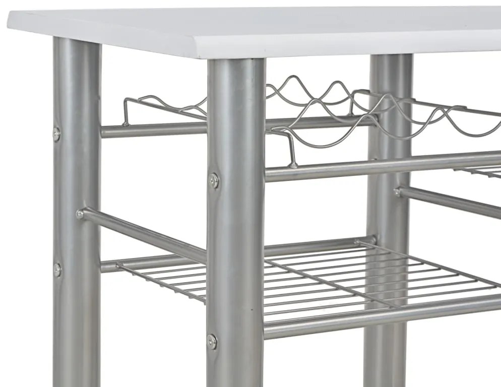 3 pcs conjunto de bar com prateleiras de madeira e aço branco