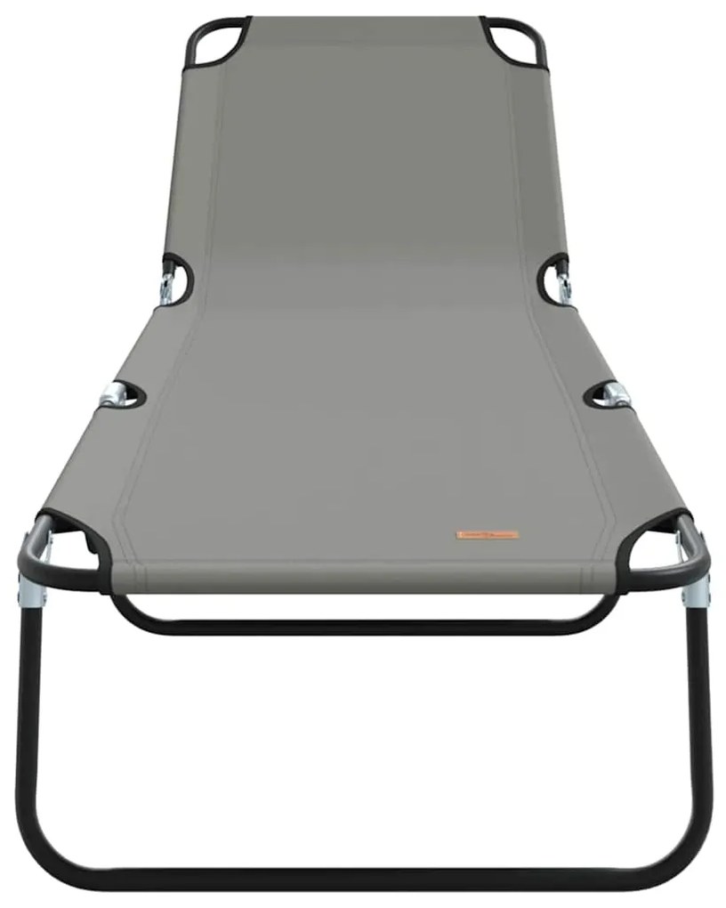 Espreguiçadeira Dobrável 2 pcs Cinza em tecido Oxford 600D