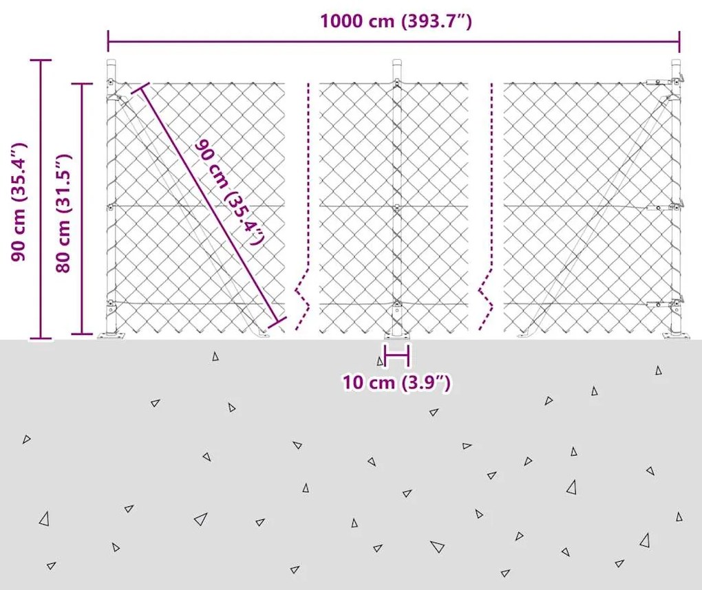 Conjunto de Postes de Cerca Prateado 10 x 0.8 m Aço Galvanizado