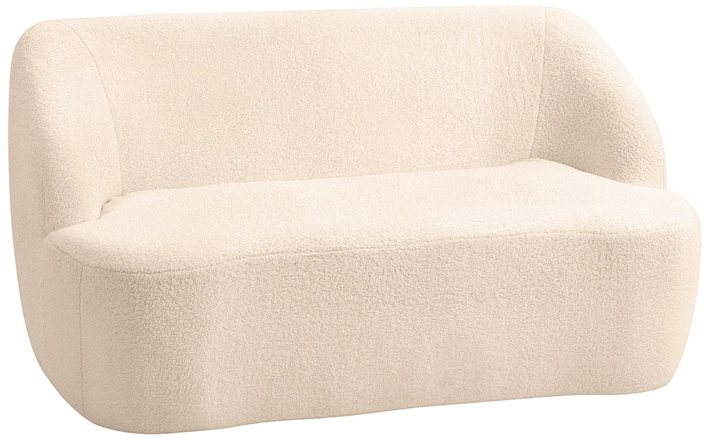 HOMCOM Sofá de 2 Lugares Estofado em Borreguito Sofá de Sala de Estar com Desenho Curvo e Acolchoamento Grosso142x85x73,5 cm Bege | Aosom Portugal