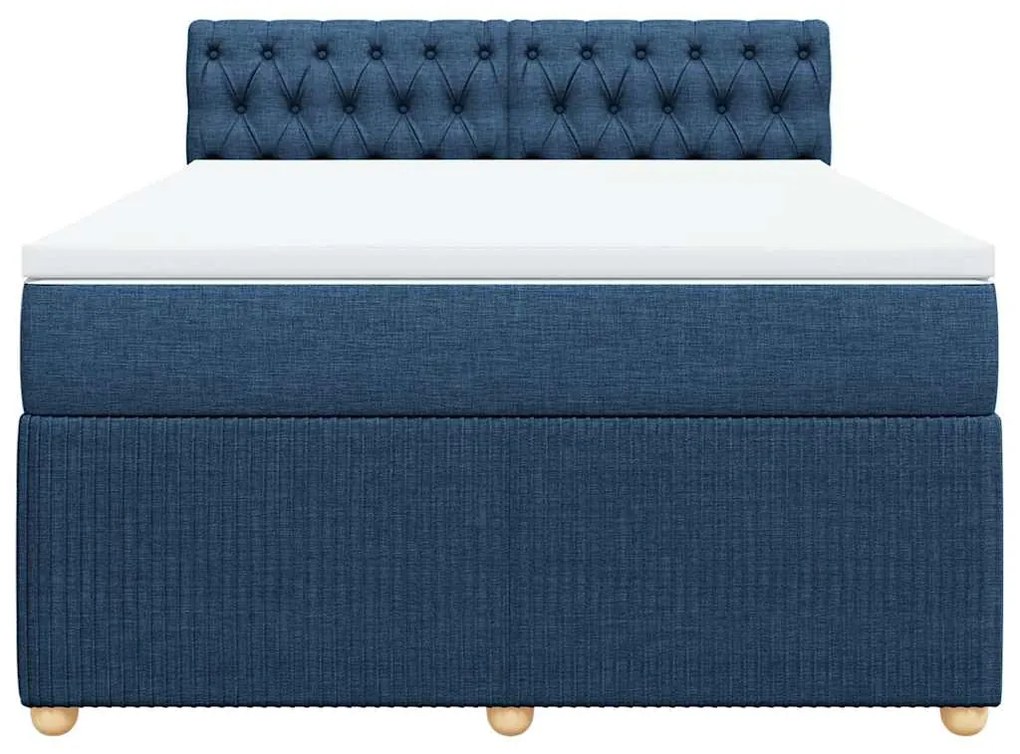 Cama com molas/colchão 160x200 cm tecido azul