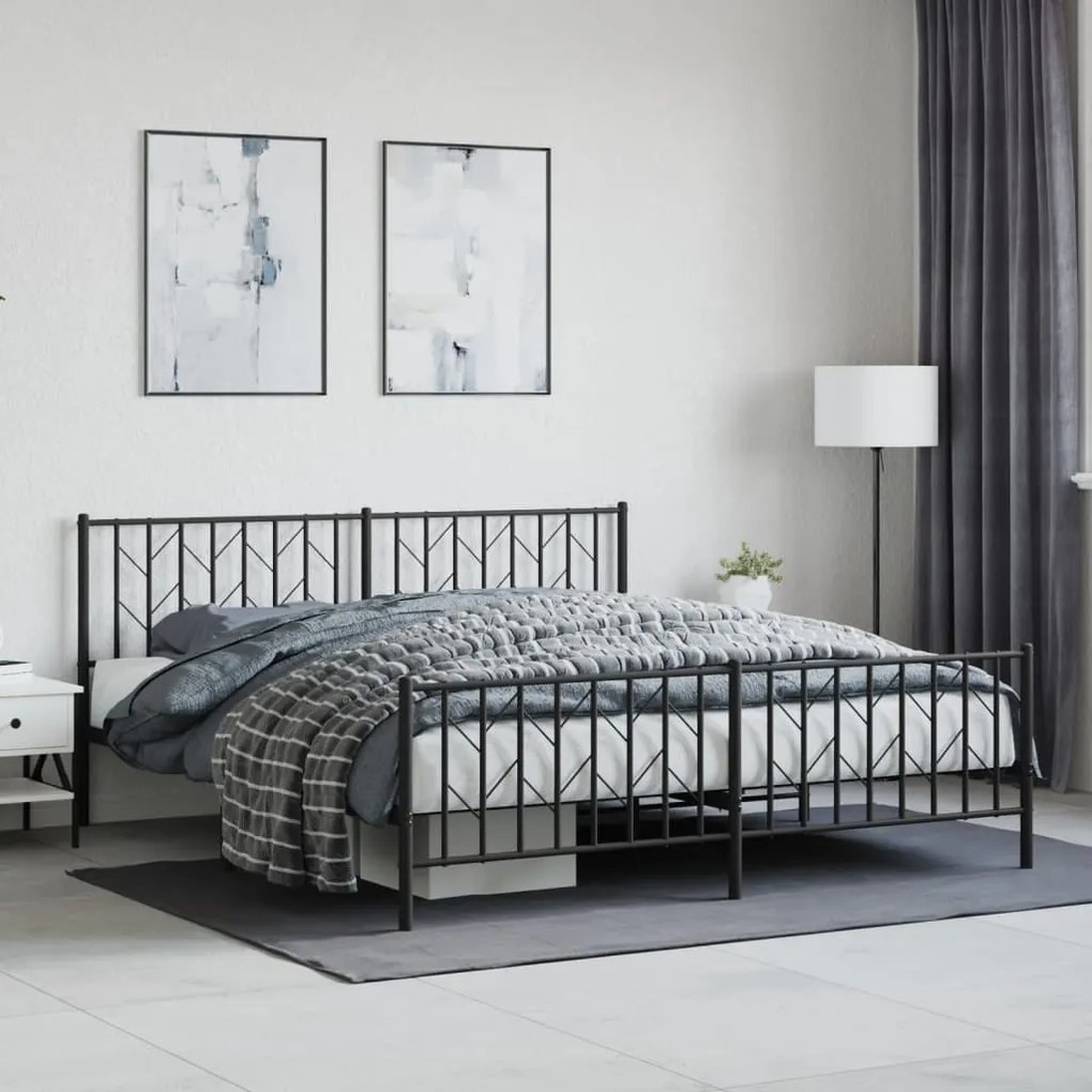 Estrutura de cama sem colchão com pés 180x200 cm preto