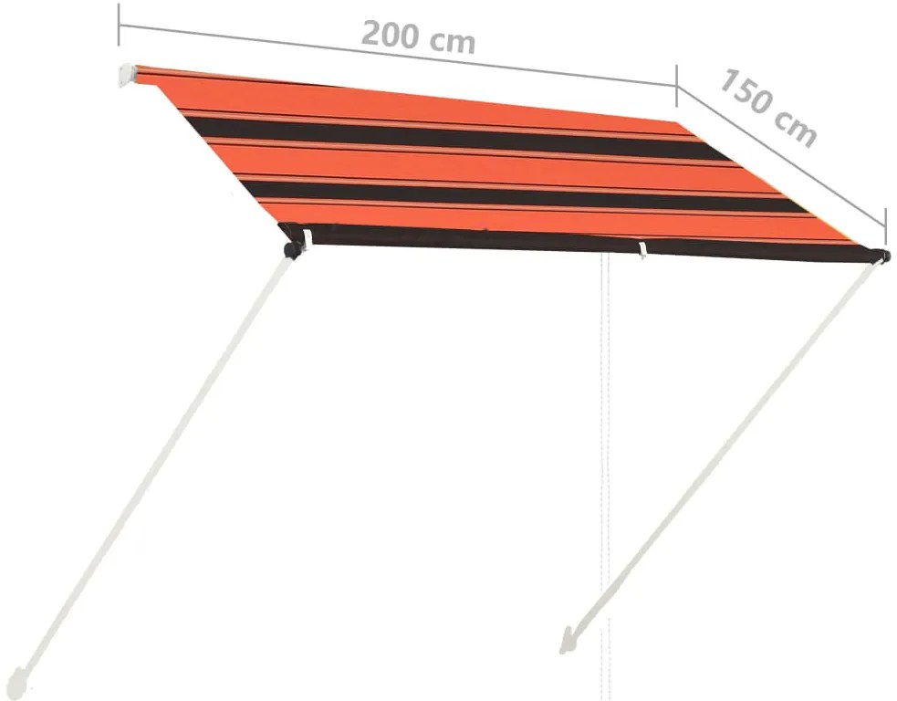 Toldo retrátil 200x150 cm laranja e castanho