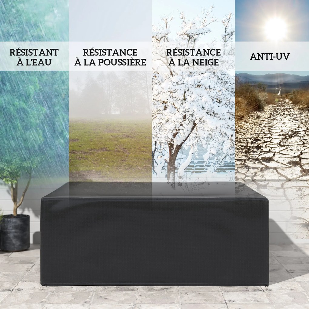 Capa para mobiliário de jardim de exterior 235 x 190 x 90 cm lona de proteção exterior anti-UV em polietileno, preta