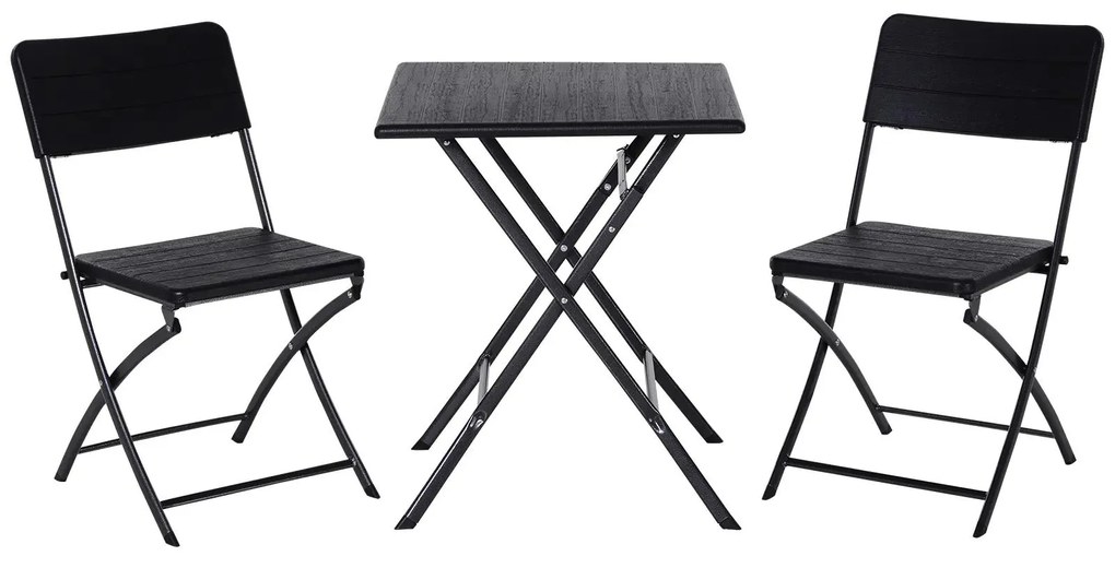 Outsunny Conjunto de Mesa e Cadeiras de Jardim Conjunto de Móveis de Exterior Dobráveis 61,6x61,6x74 cm e 57x44,5x81 cm  Preto | Aosom Portugal