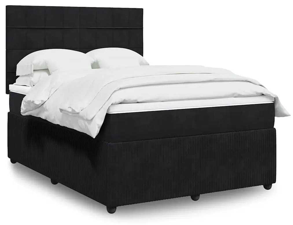 vidaXL Cama com molas/colchão 140x190 cm veludo preto