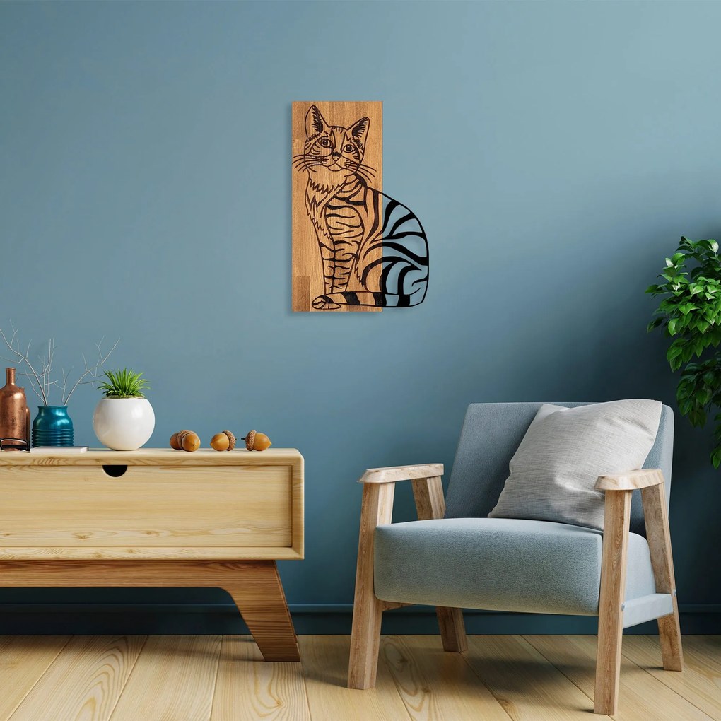 Acessório Decorativo de Parede Cat 10 – Nogal e Preto – 38 x 58 cm