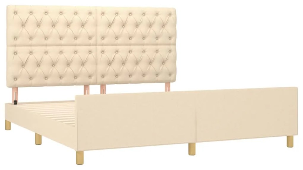 Estrutura de cama sem colchão 160x200 cm tecido cor creme