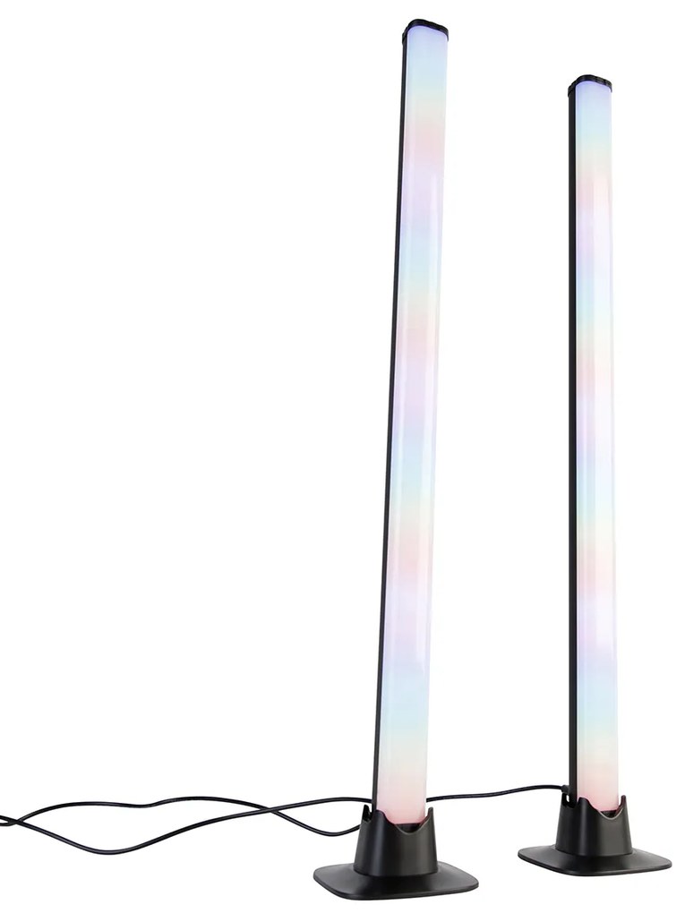 Candeeiro de mesa preto com LED, comando remoto e RGB - Arnold Moderno