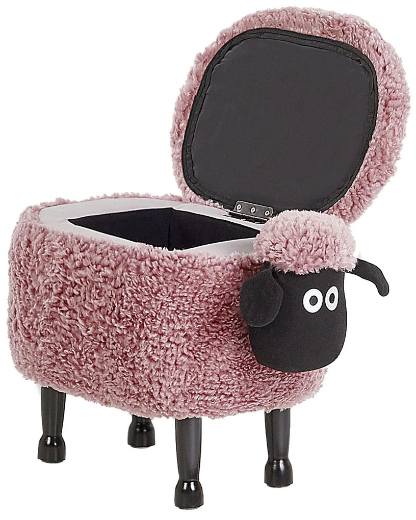 Tamborete em tecido rosa com arrumação SHEEP Beliani