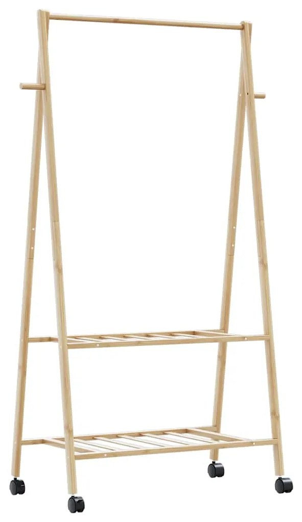 Cabide com prateleiras e rodas 96x45,5x155,5 cm bambu