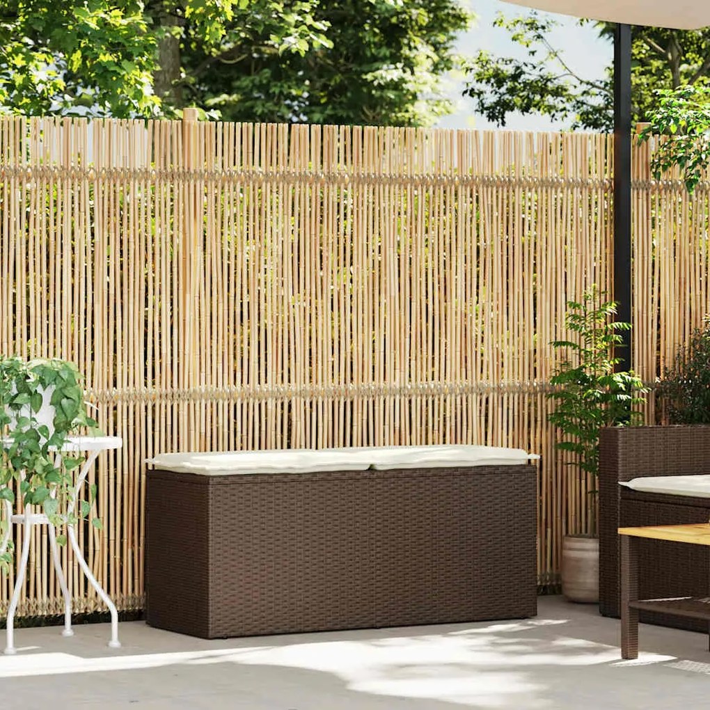 Banco de jardim com almofadão 110x40x44 cm vime PE castanha