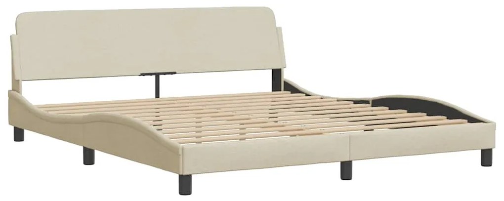 Estrutura de cama com LED sem colchão 160x200 cm tecido creme