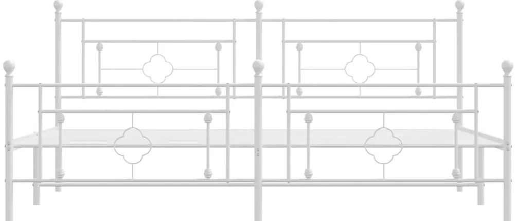 Estrutura de cama com cabeceira e pés 193x203 cm metal branco