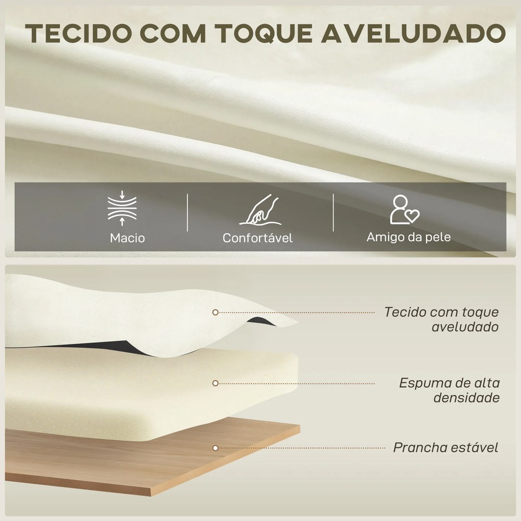 Poltrona de Sala Estofada em Veludo Acolchoamento Espesso Assento Amplo Apoio de Braços Almofada 81x77x81 cm Creme