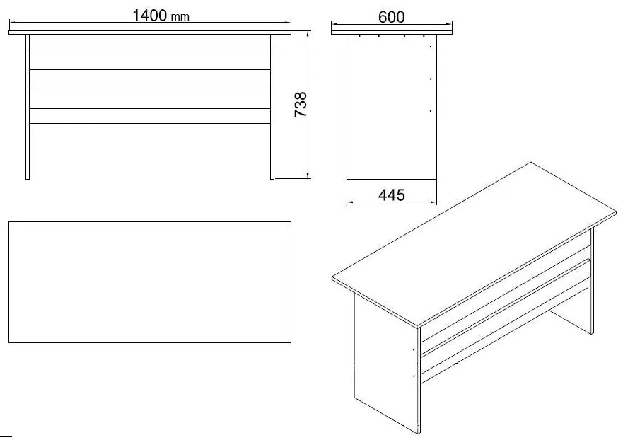 Conjunto de Mobiliário de Escritório VO16 – Branco – Espessura 18 mm