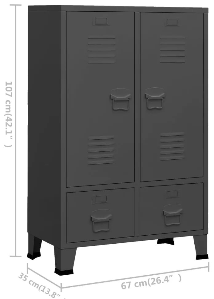Roupeiro industrial 67x35x107 cm aço antracite