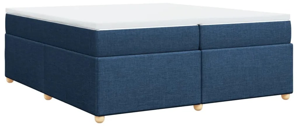 Cama com molas/colchão 200x200 cm tecido azul