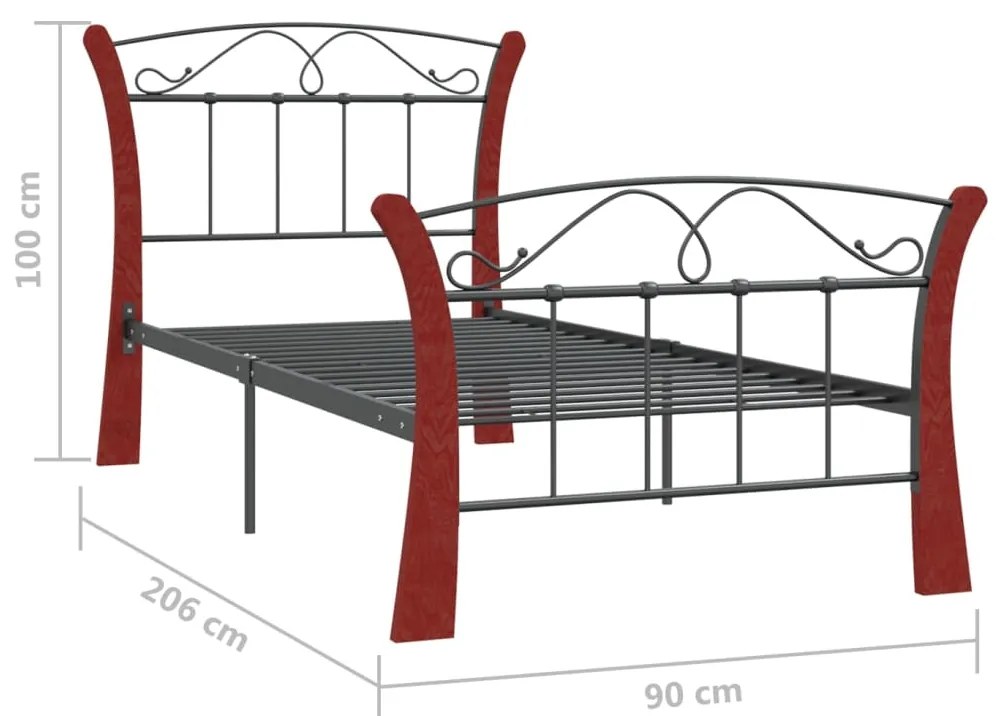 Estrutura de cama 90x200 cm metal preto