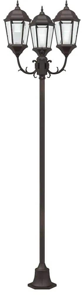 Poste de Luz de Jardim vidaXL 3-Lâmpadas E27 Bronze 220 cm Alumínio