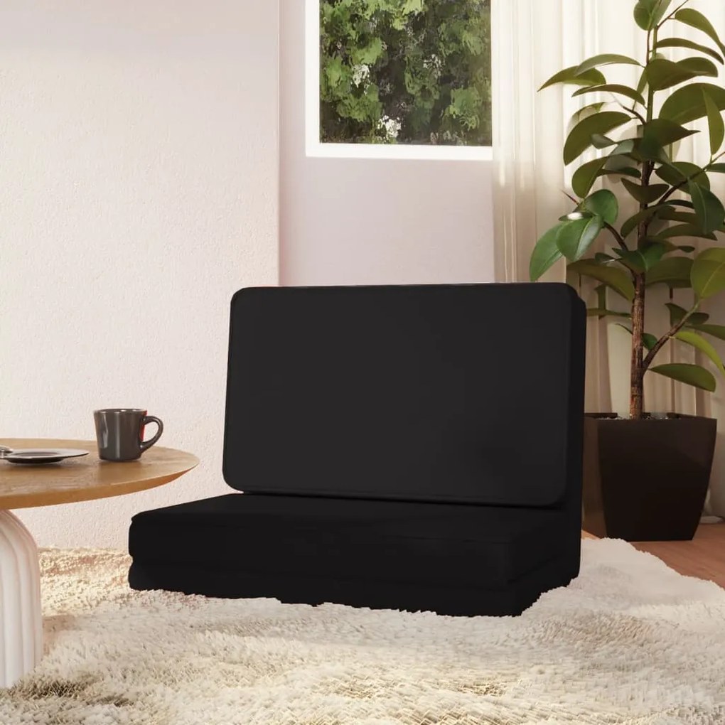 vidaXL Colchão dobrável couro artificial preto