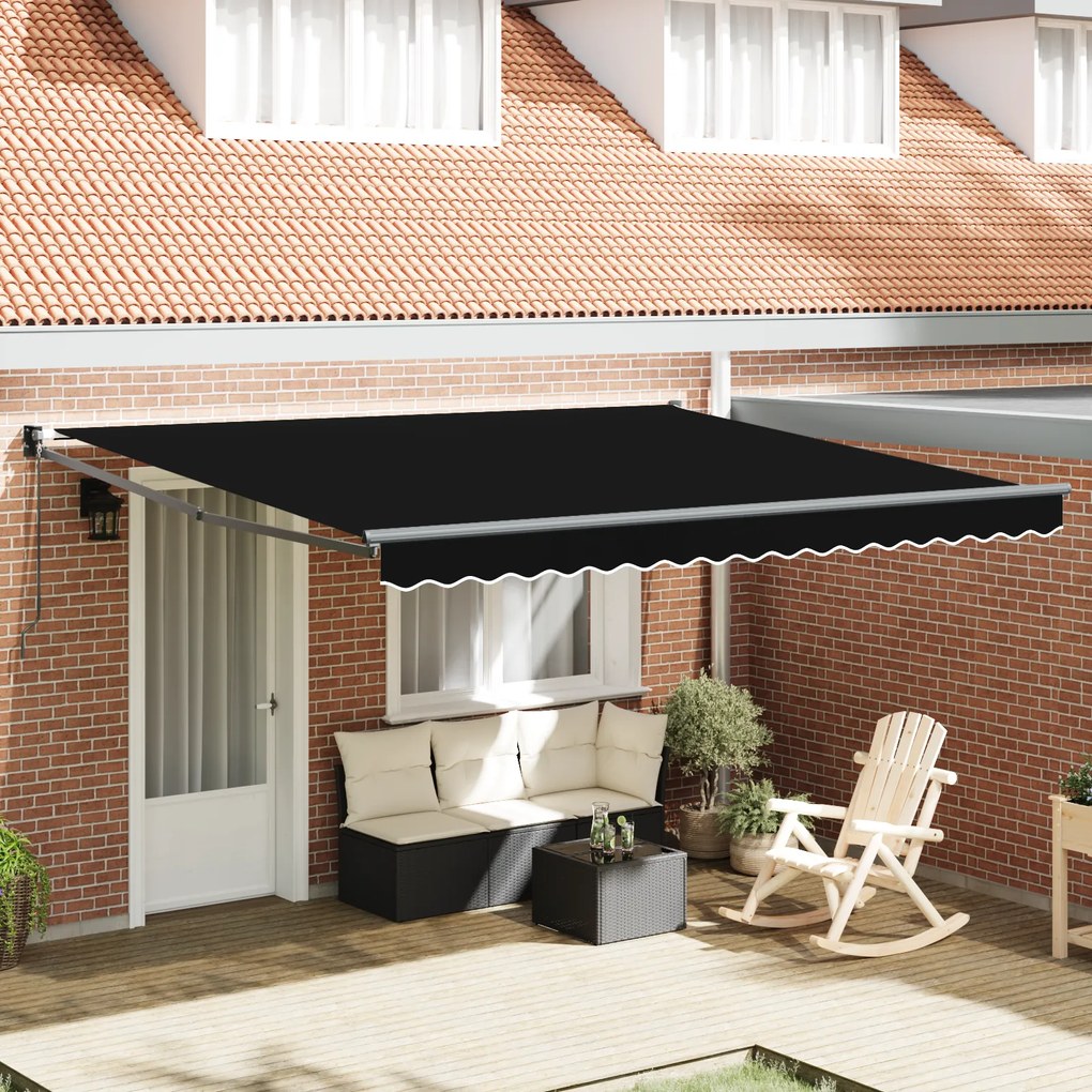 Toldo Retrátil Manual vidaXL Preto 400x300 cm