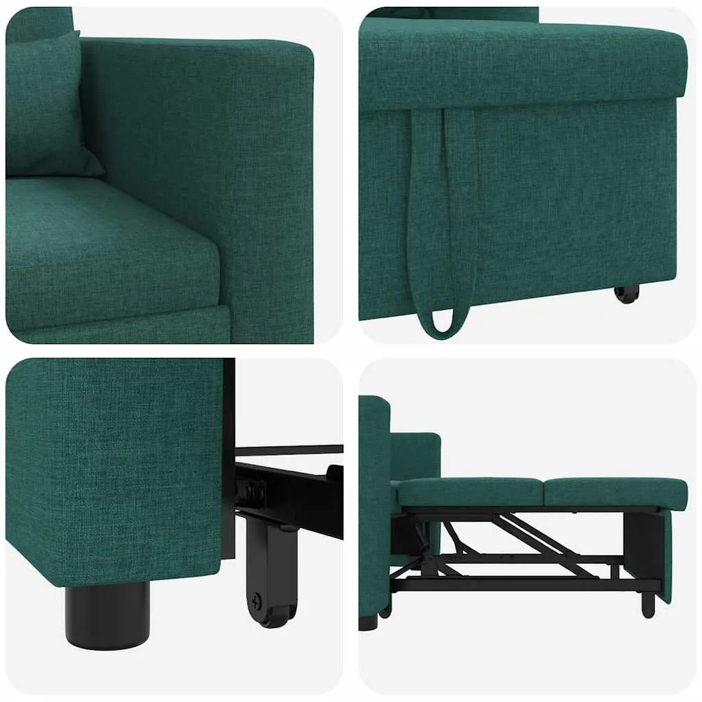 Sofá-Cama Conversível 3 em 1 Verde Escuro