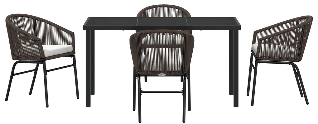 Conjunto de Jantar para Jardim 5 Peças - Vime de Polietileno Castanho