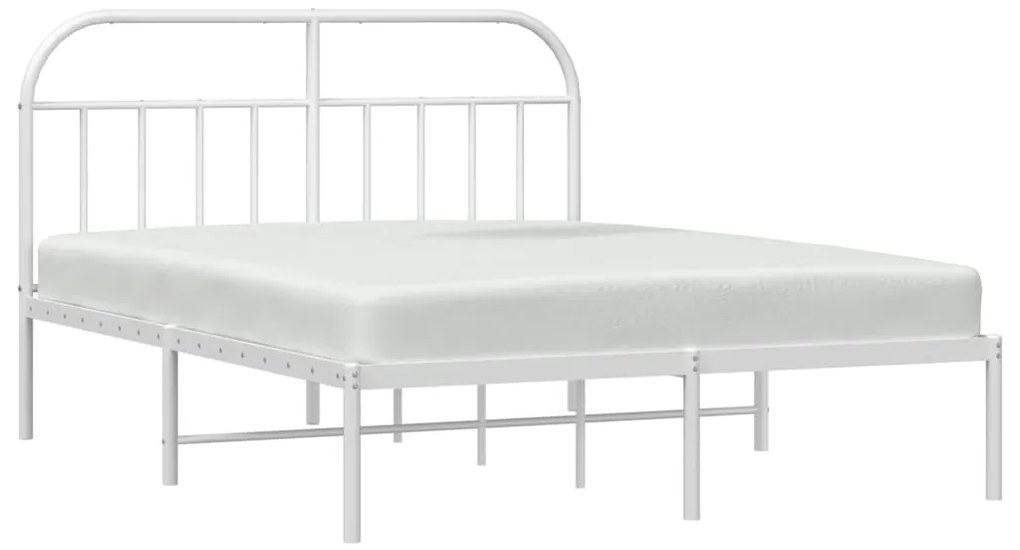 Estrutura de cama com cabeceira 150x200 cm metal branco