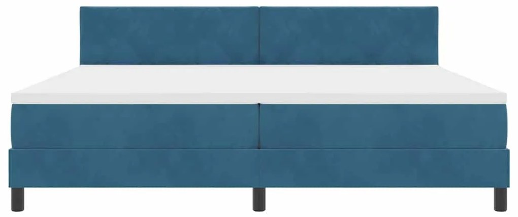 Cama Box Spring com Colchão Azul Escuro 200x200 cm Veludo