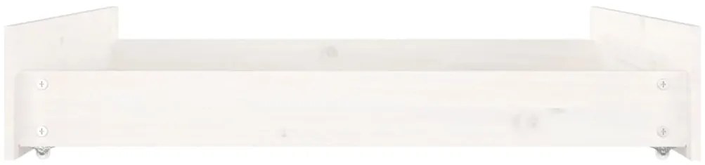 Gavetas de cama 2 pcs madeira de pinho maciça branco