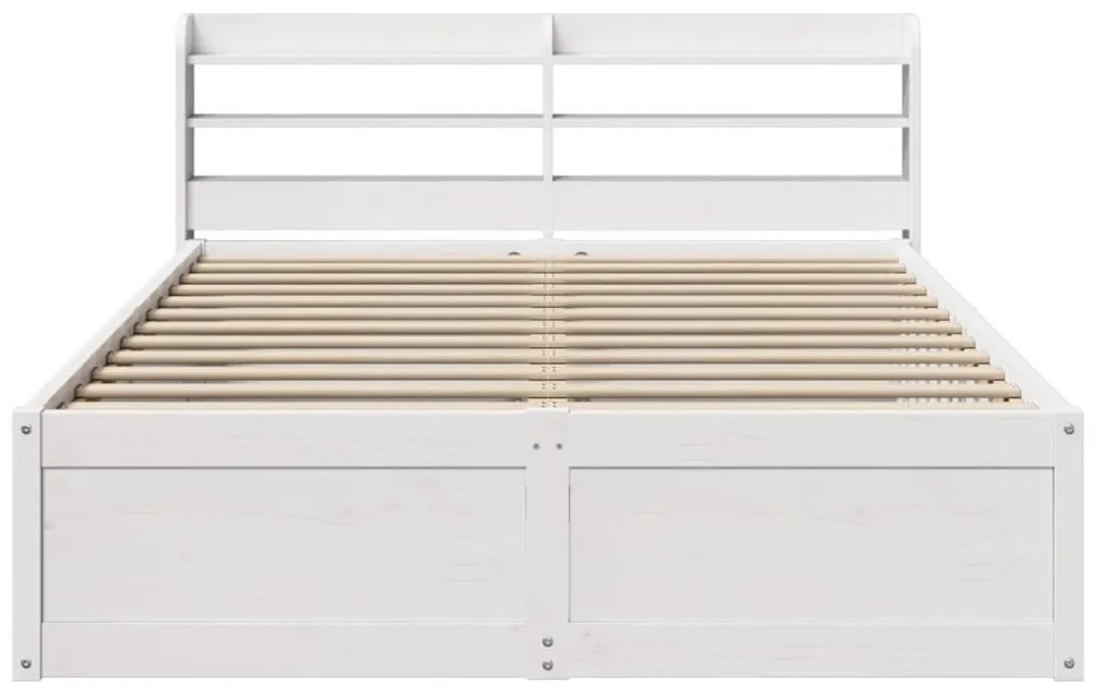 Estrutura cama c/ cabeceira 140x190 cm pinho maciço branco