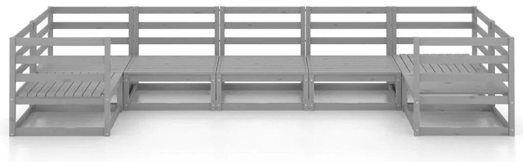 7 pcs conjunto lounge de jardim pinho maciço