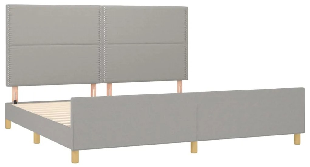 Estrutura de cama sem colchão 200x200 cm tecido cinzento-claro