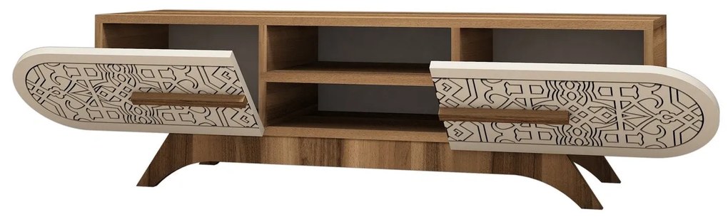 Móvel TV Defne – Nogueira e Creme – 145x37x37 cm