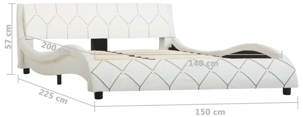 Estrutura de cama 140x200 cm couro artificial branco