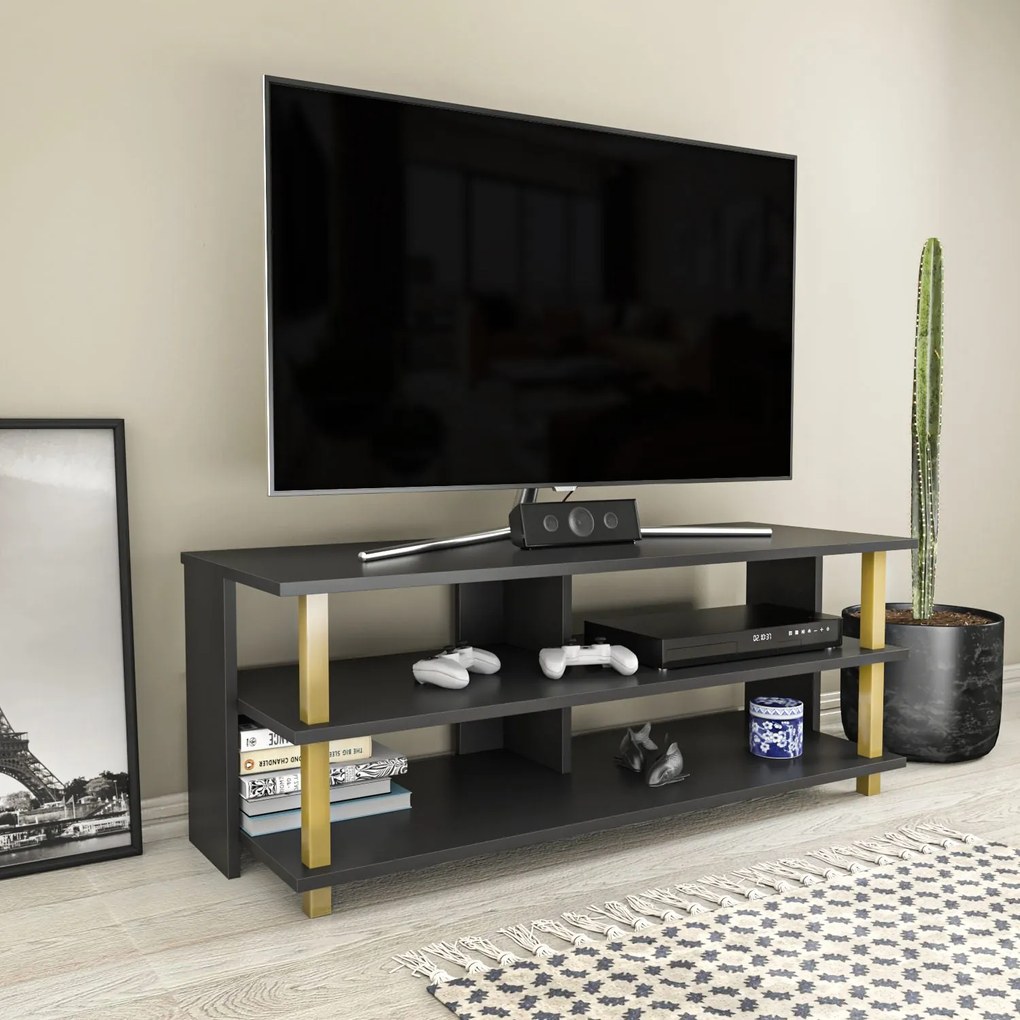 Móvel para TV Pueblo – Dourado e Antracite – 120x44,6x47,4 cm