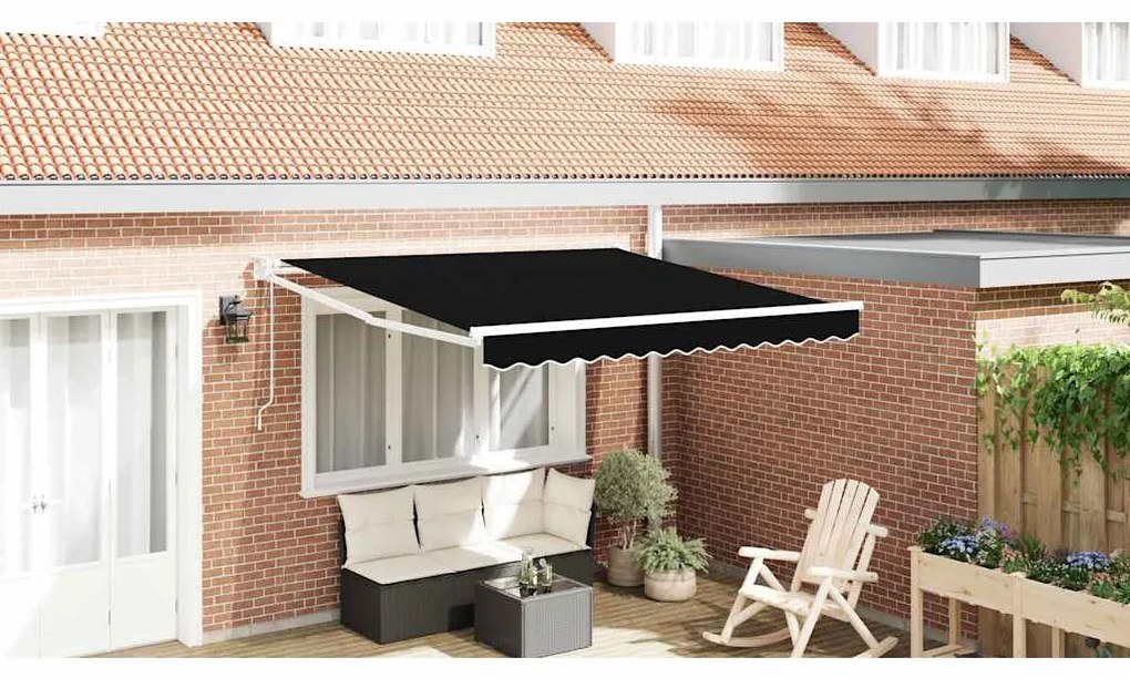 vidaXL Toldo Retrátil Automático Preto 300x250 cm