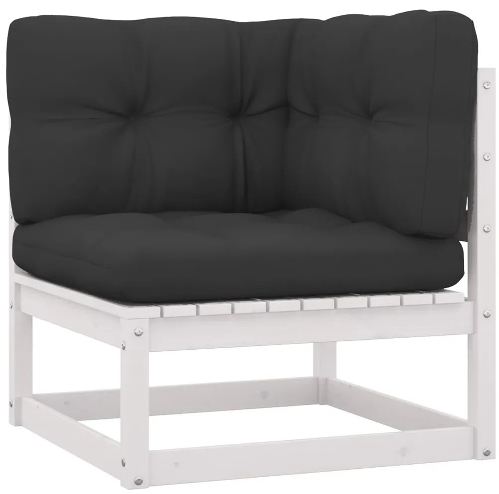 7 pcs conj. lounge de jardim c/ almofadões pinho maciço branco