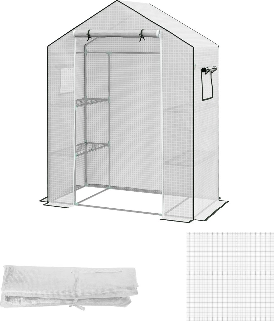Lona de substituição para estufa de jardim 140 x 73 x 190 cm (ESTRUTURA NÃO INCLUIDA) com janela e porta anti-UV para o jardim - Branca