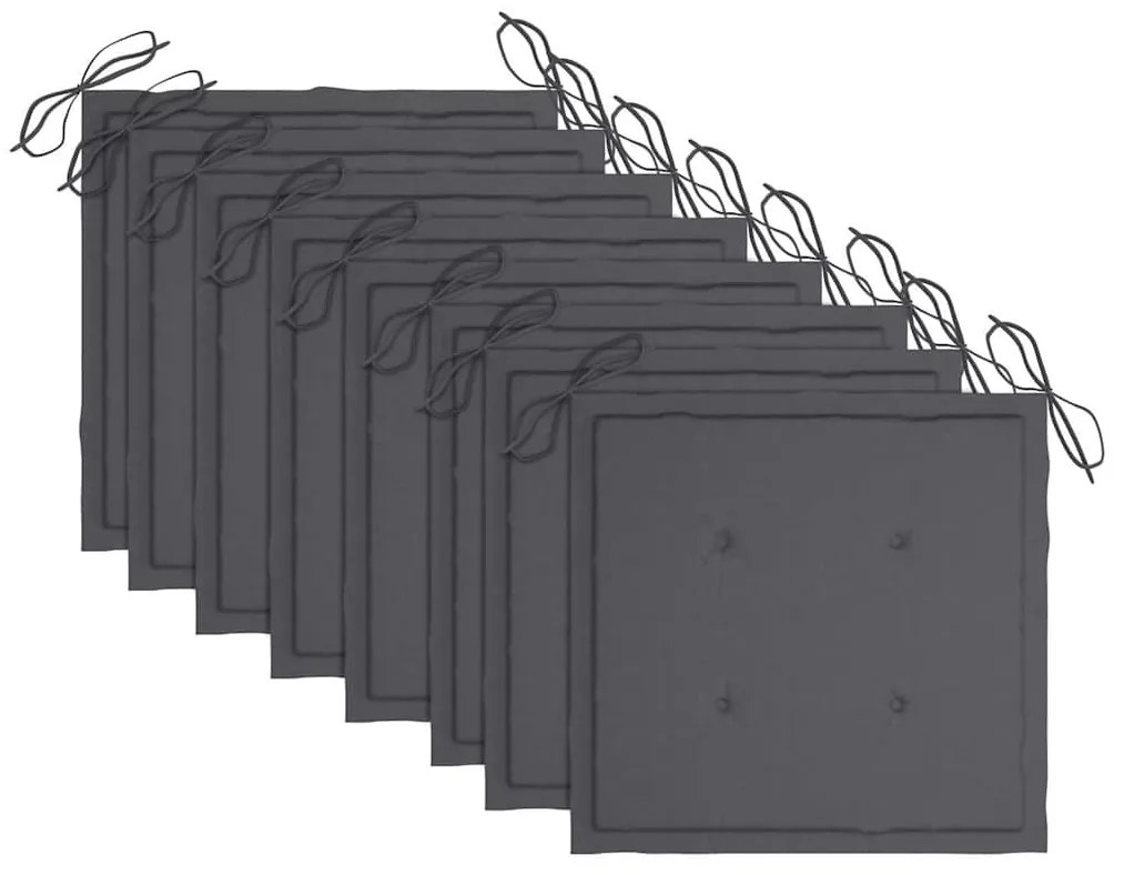 Cadeiras de jardim 8 pcs c/ almofadões madeira de teca maciça