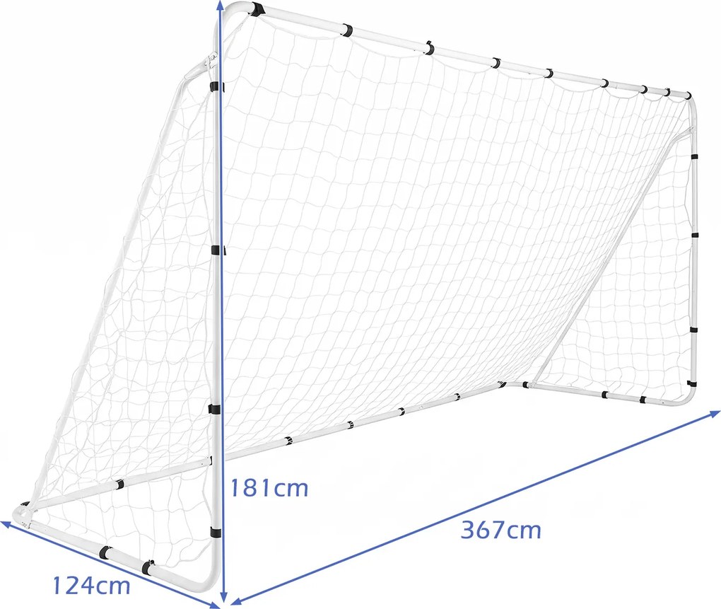 Baliza de Futebol, 367 x 124 x 181 cm, Estrutura Metálica Resistente, Branco