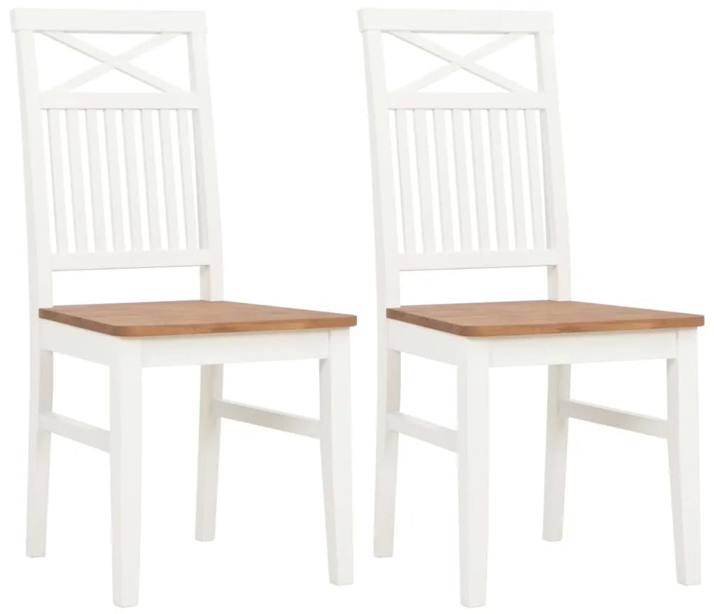 247842 vidaXL Cadeiras de jantar 2 pcs madeira carvalho maciço branco