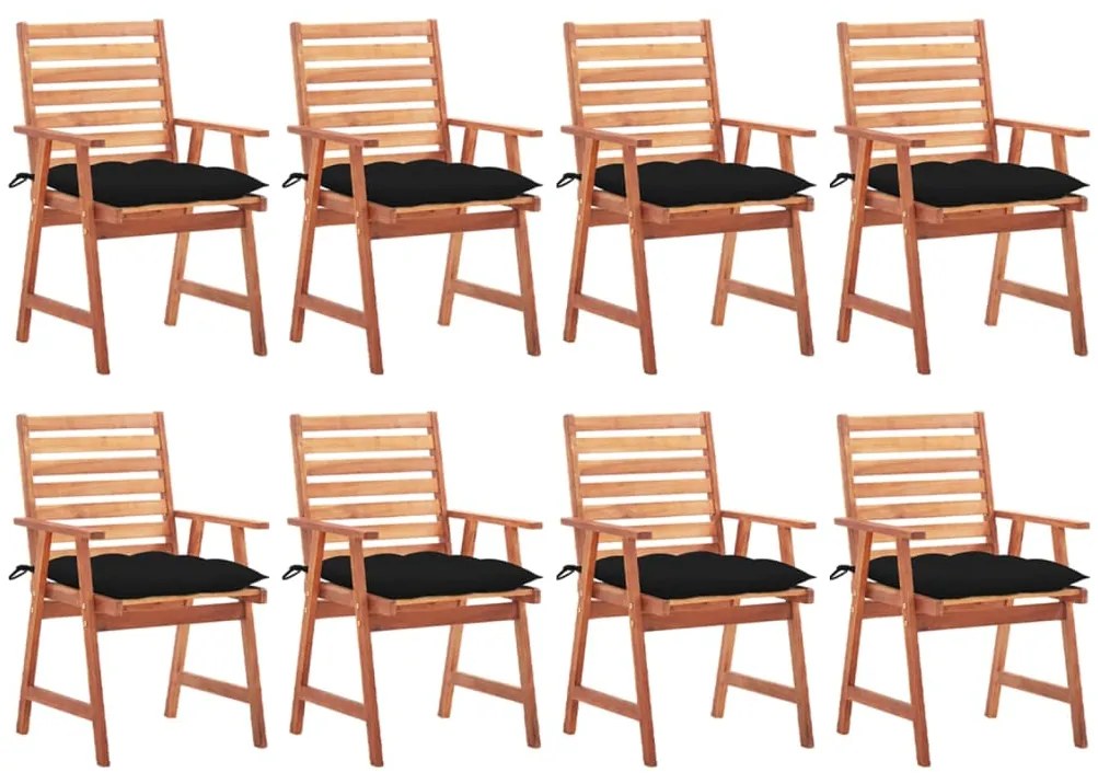 vidaXL Cadeiras de jantar p/ jardim 8 pcs c/ almofadões acácia maciça